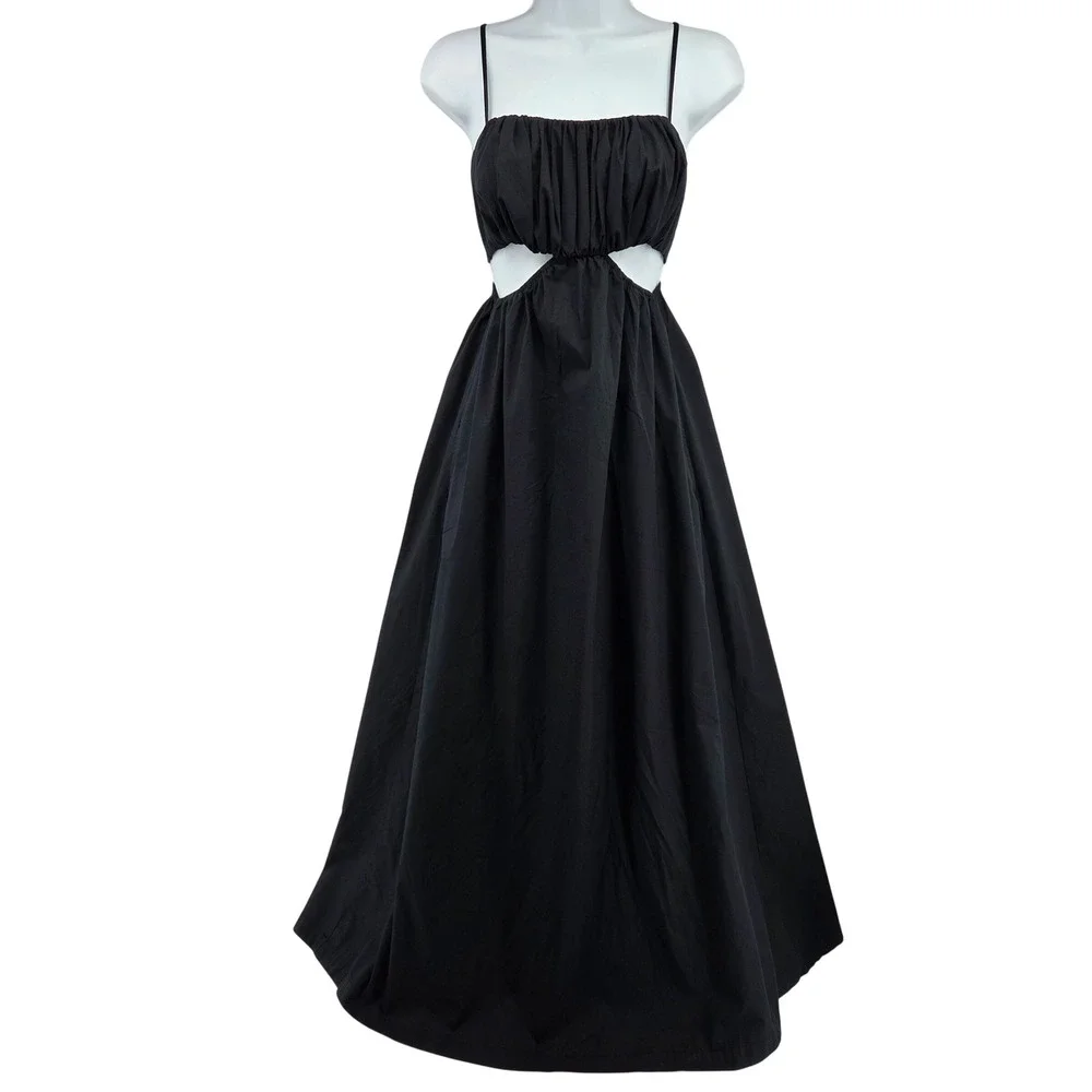 Abercrombie‎ & Fitch Bubble Top Cutout Maxi Dress Black S Tall Summer Chic